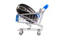 Computer mouse in shopping cart Royalty Free Stock Photo