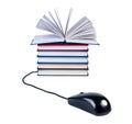 Computer mouse and stack of books Royalty Free Stock Photo