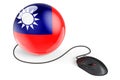 Computer mouse with Taiwanese flag. Internet network in Taiwan concept. 3D rendering