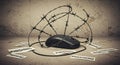 Computer Mouse Entangled in Barbed Wire: Cyber Security Threat Royalty Free Stock Photo