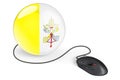 Computer mouse with Vatican flag. Internet network in Vatican concept. 3D rendering