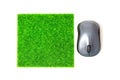 Computer Mouse and a Vibrant Grass Mousepad Royalty Free Stock Photo