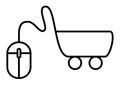 Computer mouse which its cord forms a shopping cart shape Royalty Free Stock Photo