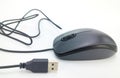 computer mouse on a white background. selective focus. USB connection Royalty Free Stock Photo