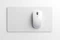 Computer Mouse on White Mouse Pad Isolated on a White Background, Top View Royalty Free Stock Photo