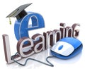 Computer mouse and word E-learning - education concept Royalty Free Stock Photo
