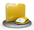 Computer mouse and yellow folder