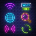 Computer neon signs collection Royalty Free Stock Photo