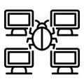 Computer network bug icon, outline style Royalty Free Stock Photo