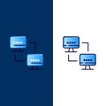 Computer, Network, Computing, Computers  Icons. Flat and Line Filled Icon Set Vector Blue Background Royalty Free Stock Photo