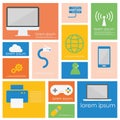 Computer network connection and smart device icon set Royalty Free Stock Photo