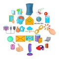 Computer network icons set, cartoon style Royalty Free Stock Photo