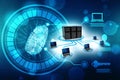 Computer Network, Internet Communication in technology background. 3d rendering Royalty Free Stock Photo