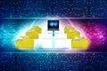 Computer Network, Internet Communication in technology background. 3d rendering Royalty Free Stock Photo