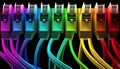 Computer network LAN cables of different colors. Generative Ai Royalty Free Stock Photo