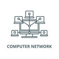Computer network line icon, vector. Computer network outline sign, concept symbol, flat illustration Royalty Free Stock Photo