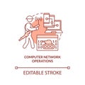 Computer network operations red concept icon