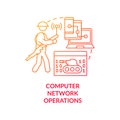 Computer network operations red gradient concept icon