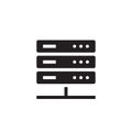 Computer network server - black icon vector illustration.