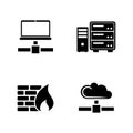 Computer network. Simple related vector icons Royalty Free Stock Photo