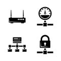 Computer Network. Simple Related Vector Icons Royalty Free Stock Photo