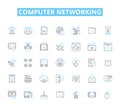 Computer networking linear icons set. Router, LAN, WAN, Ethernet, Firewall, Modem, DNS line vector and concept signs. IP Royalty Free Stock Photo