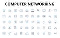 Computer networking linear icons set. Router, LAN, WAN, Ethernet, Firewall, Modem, DNS vector symbols and line concept Royalty Free Stock Photo