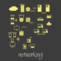 It computer networking symbols simple banner eps10