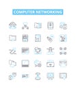 Computer networking vector line icons set. Networking, Computer, Ethernet, TCP/IP, Wi-Fi, Routers, Switch illustration Royalty Free Stock Photo
