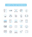Computer networking vector line icons set. Networking, Computer, Ethernet, TCP/IP, Wi-Fi, Routers, Switch illustration Royalty Free Stock Photo