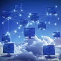 Computer Networks Connect Multiple Devices in a Cloud Computing Environment Royalty Free Stock Photo