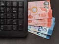 computer numeric keypad and Costa Rican money