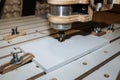 Computer numerical control machine for wooden tools. CNC equipment for maintenance control and details Royalty Free Stock Photo