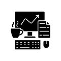 Computer office black glyph icon Royalty Free Stock Photo