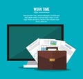 Computer office work time supply icon, vector Royalty Free Stock Photo
