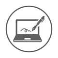 Computer, online, signature icon. Gray vector sketch.