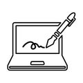 Computer, online, signature outline icon. Line vector design.