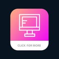 Computer, Online, Study, School Mobile App Button. Android and IOS Line Version Royalty Free Stock Photo