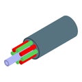 Computer optical cable icon, isometric style