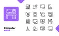 Computer outline icon set for technology and digital tools Royalty Free Stock Photo
