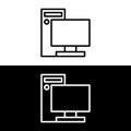 Computer outline icons. PC monitor, system unit (case), laptop. Pixel Perfect. Line vector illustration. Eps10 Royalty Free Stock Photo