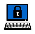 Computer with padlock icon Royalty Free Stock Photo