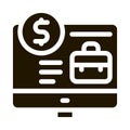 computer paid work icon Vector Glyph Illustration