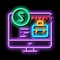 computer paid work neon glow icon illustration