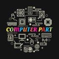 Computer part colorful gradient with line icons set Royalty Free Stock Photo
