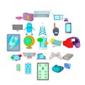 Computer part icons set, cartoon style Royalty Free Stock Photo
