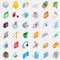 Computer part icons set, isometric style