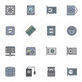 Computer parts filled outline icons set Royalty Free Stock Photo