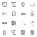 Computer parts line icons set