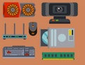 Computer parts network component accessories various electronics devices Royalty Free Stock Photo